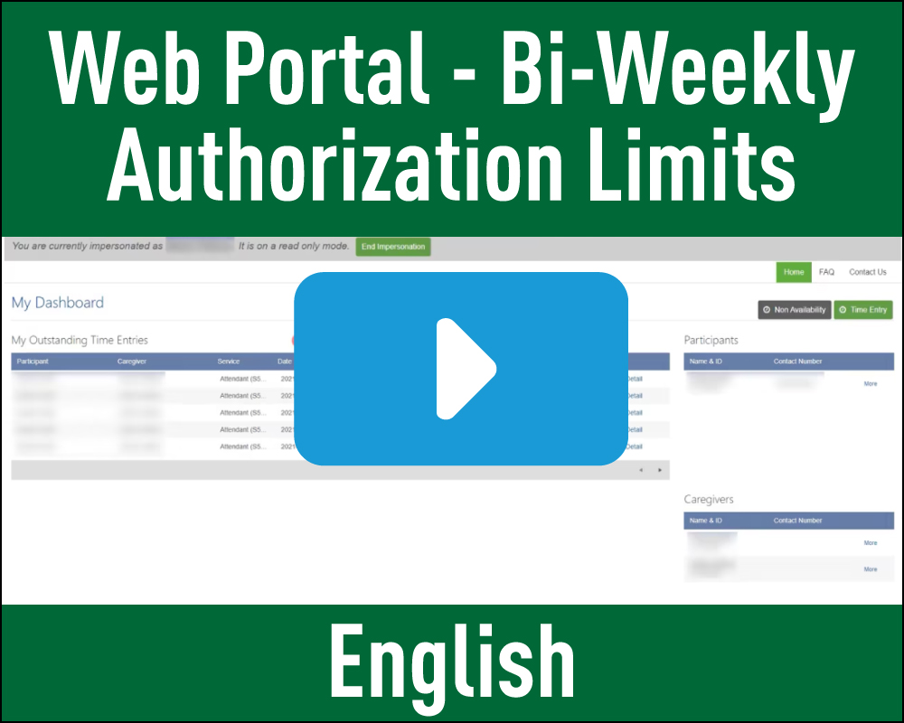 Web Portal - Bi-Weekly Authorization Limits - English