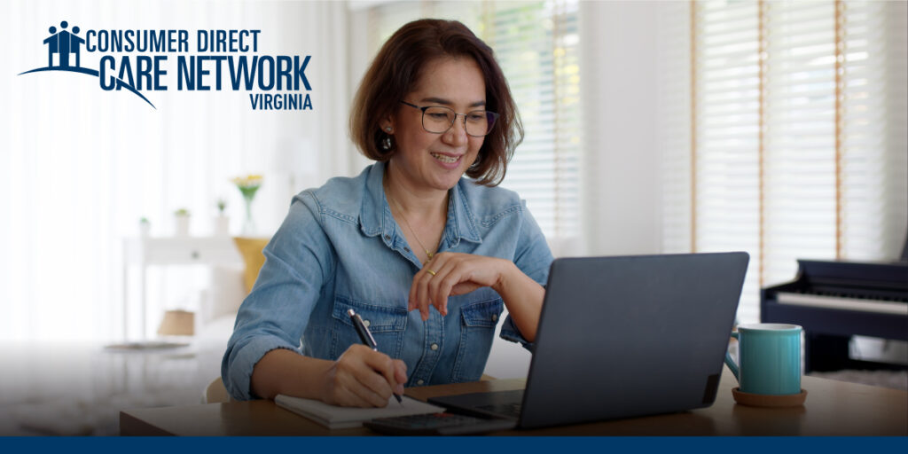 Women on her laptop attending a webinar