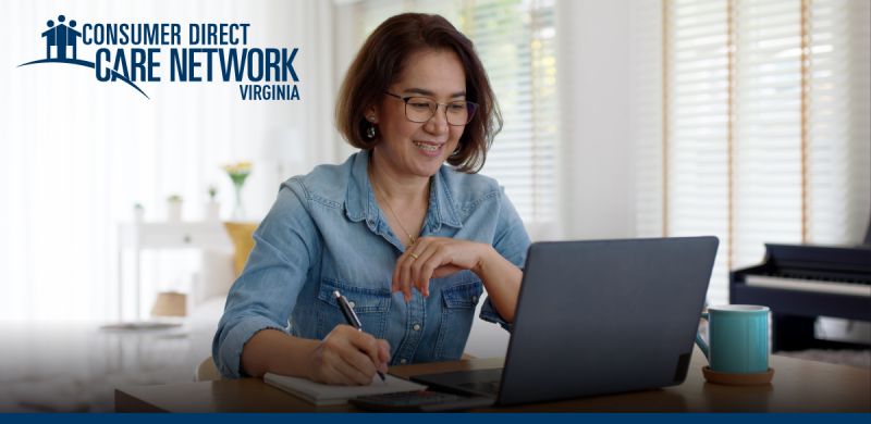 Women on her laptop attending a webinar