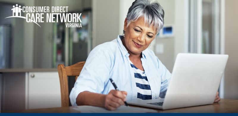 Women on her laptop attending a webinar